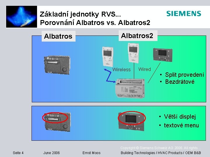 Základní jednotky RVS. . . Porovnání Albatros vs. Albatros 2 Albatros Wireless Wired •