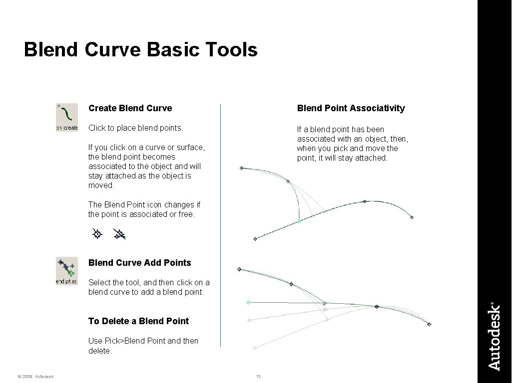 Blend Curve Basic Tools Create Blend Curve Blend Point Associativity Click to place blend