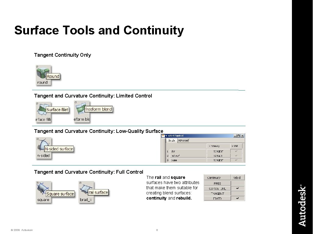 Surface Tools and Continuity Tangent Continuity Only Tangent and Curvature Continuity: Limited Control Tangent