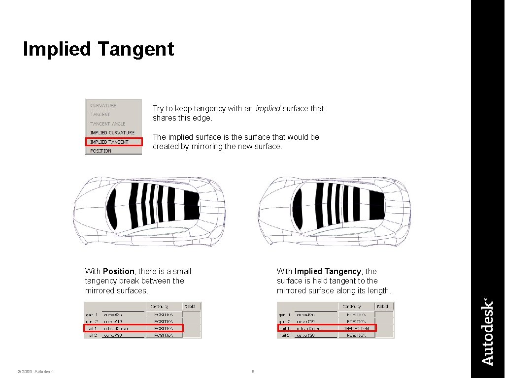 Implied Tangent Try to keep tangency with an implied surface that shares this edge.