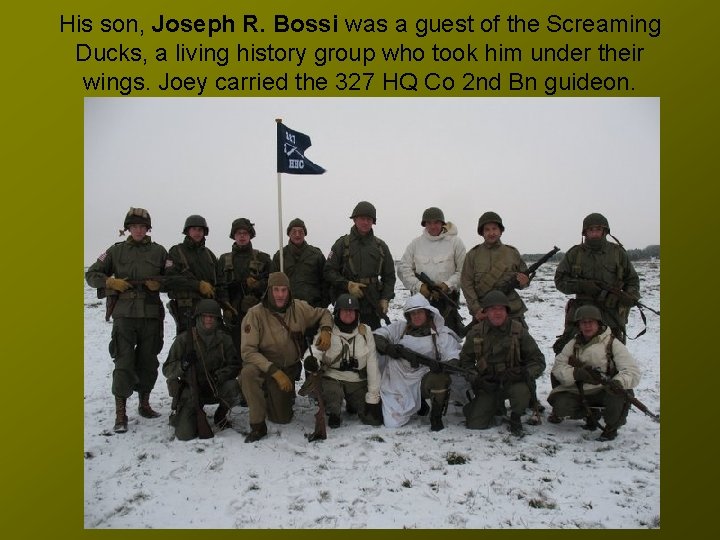 His son, Joseph R. Bossi was a guest of the Screaming Ducks, a living