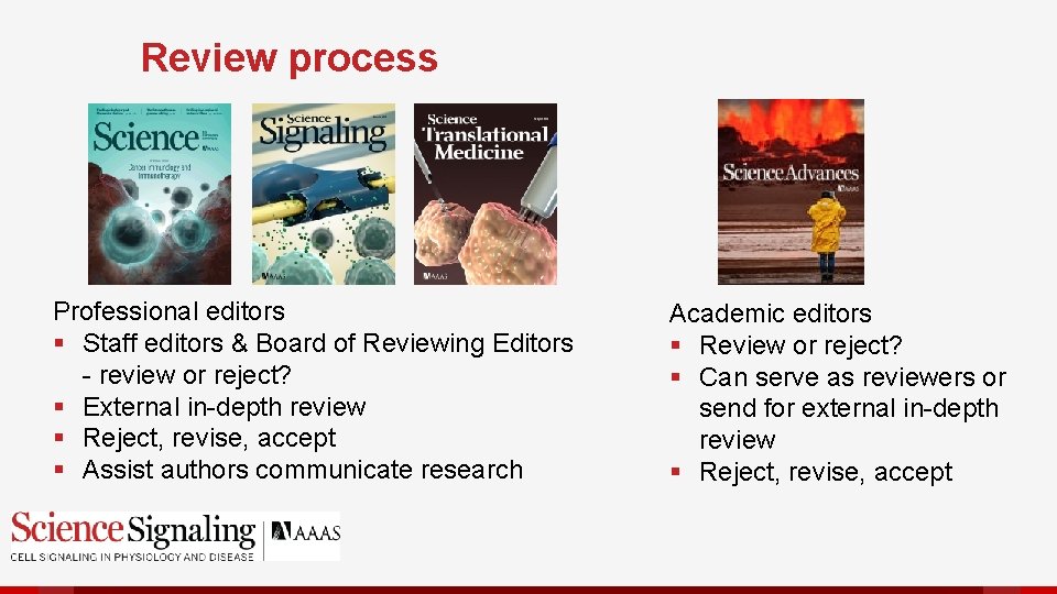 Review process Professional editors § Staff editors & Board of Reviewing Editors - review
