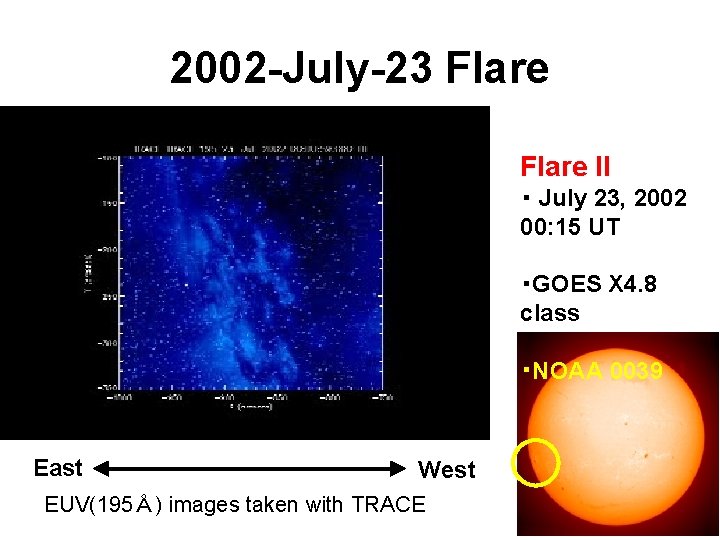 2002 -July-23 Flare II ・ July 23, 2002 00: 15 UT ・GOES X 4.