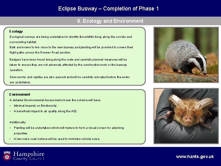 Eclipse Busway – Completion of Phase 1 9. Ecology and Environment Ecology Ecological surveys