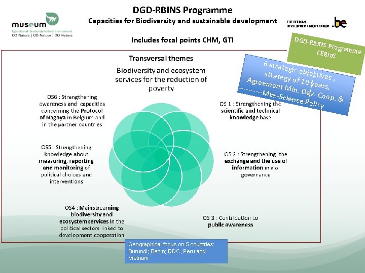 DGD-RBINS Programme Capacities for Biodiversity and sustainable development Includes focal points CHM, GTI DGD-R
