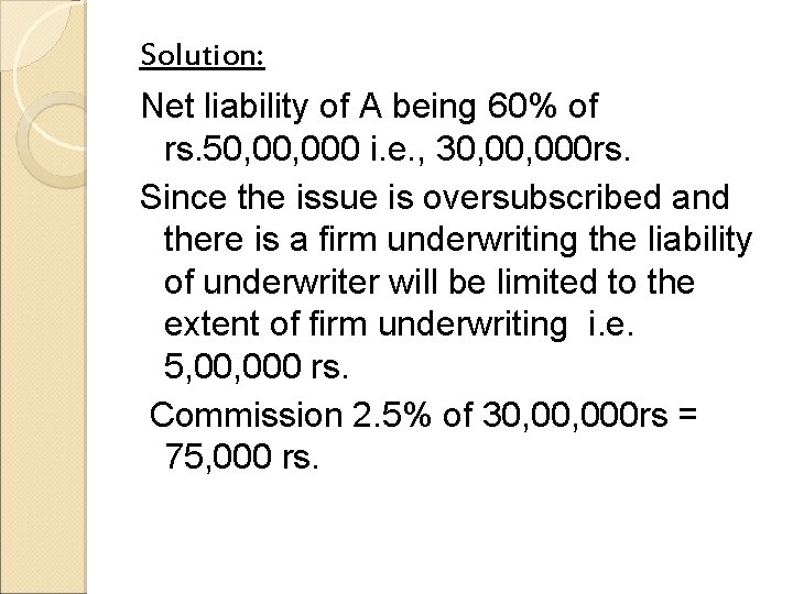 Solution: Net liability of A being 60% of rs. 50, 000 i. e. ,