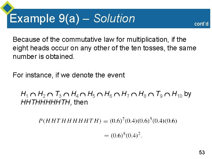 Example 9(a) – Solution cont’d Because of the commutative law for multiplication, if the