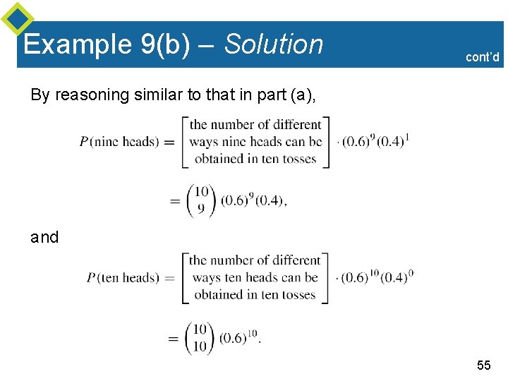 Example 9(b) – Solution cont’d By reasoning similar to that in part (a), and