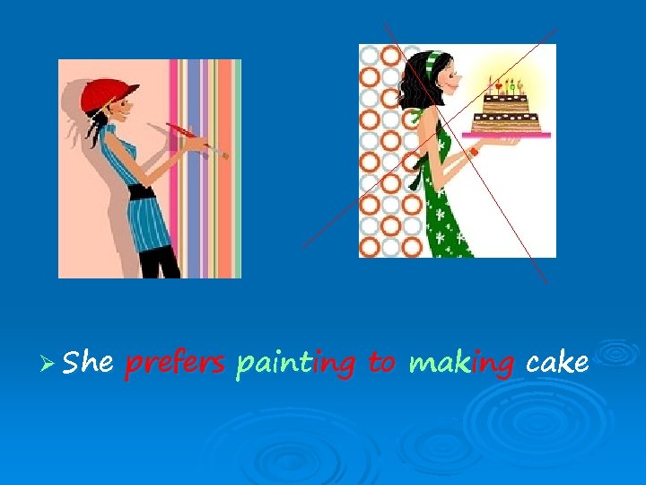 Ø She prefers painting to making cake 