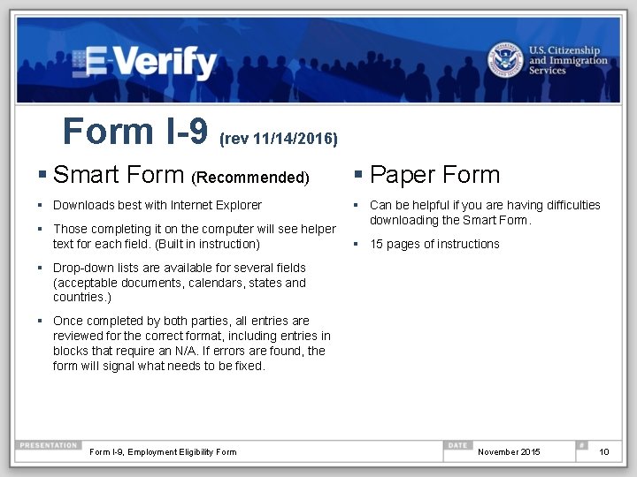 Form I-9 (rev 11/14/2016) § Smart Form (Recommended) § Paper Form § Downloads best