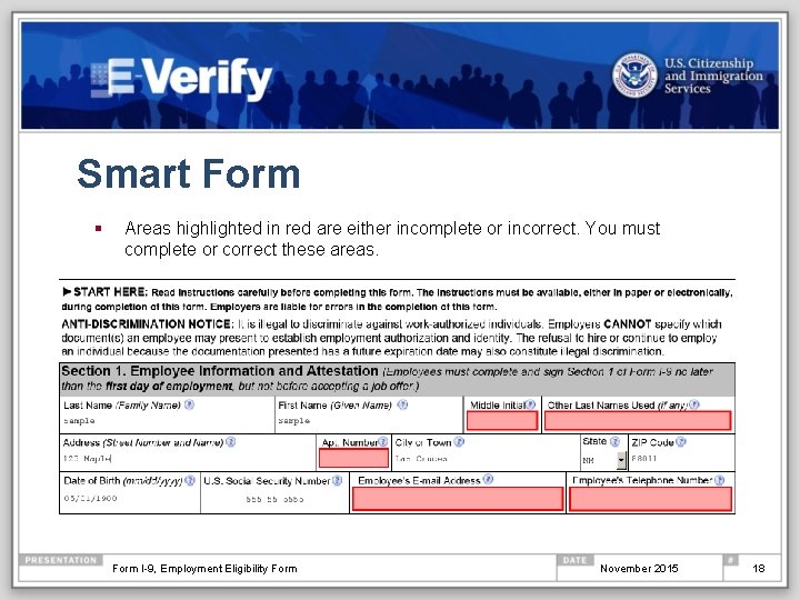 Smart Form § Areas highlighted in red are either incomplete or incorrect. You must