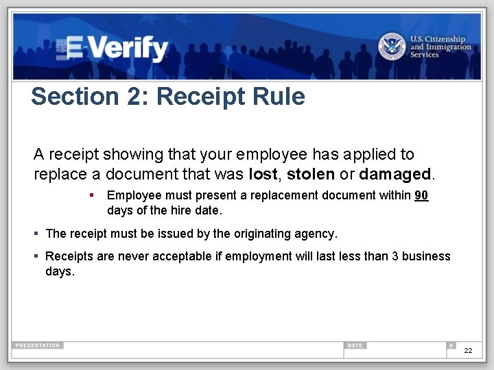 Section 2: Receipt Rule A receipt showing that your employee has applied to replace