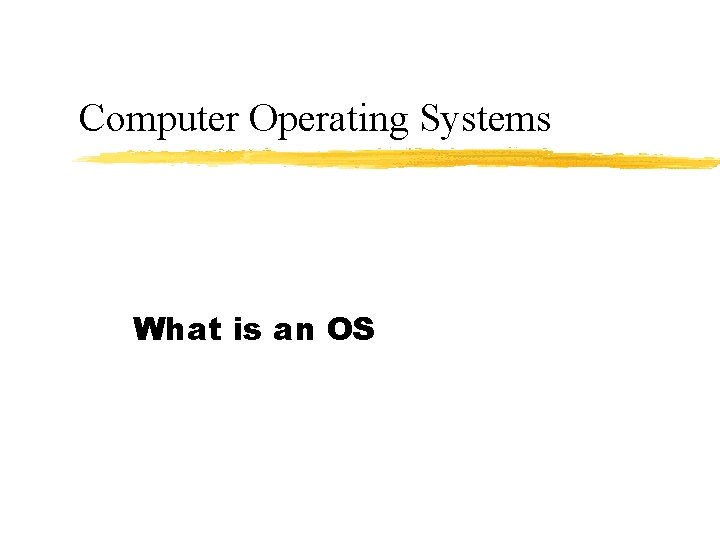 Computer Operating Systems What is an OS 