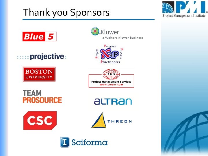 Thank you Sponsors 