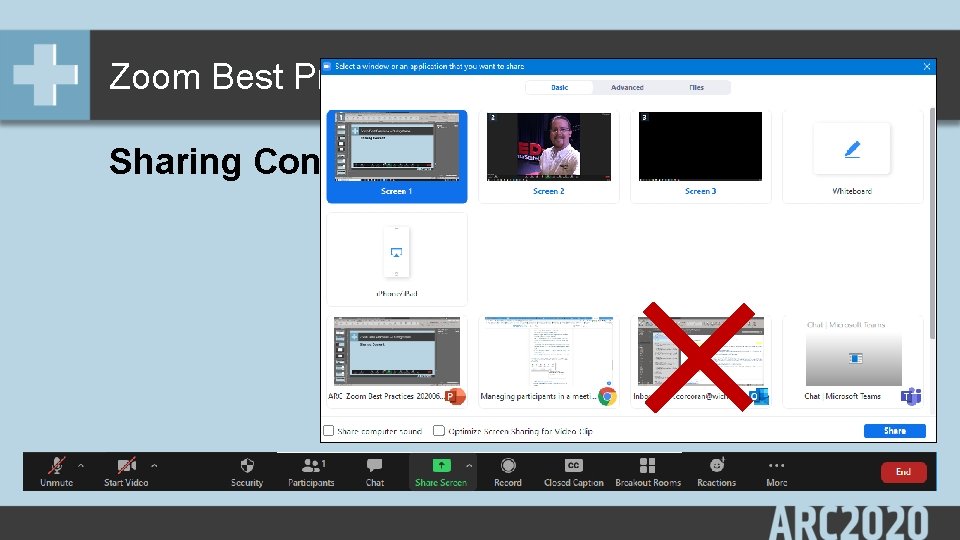 Zoom Best Practices – During Class - 9 Sharing Content 