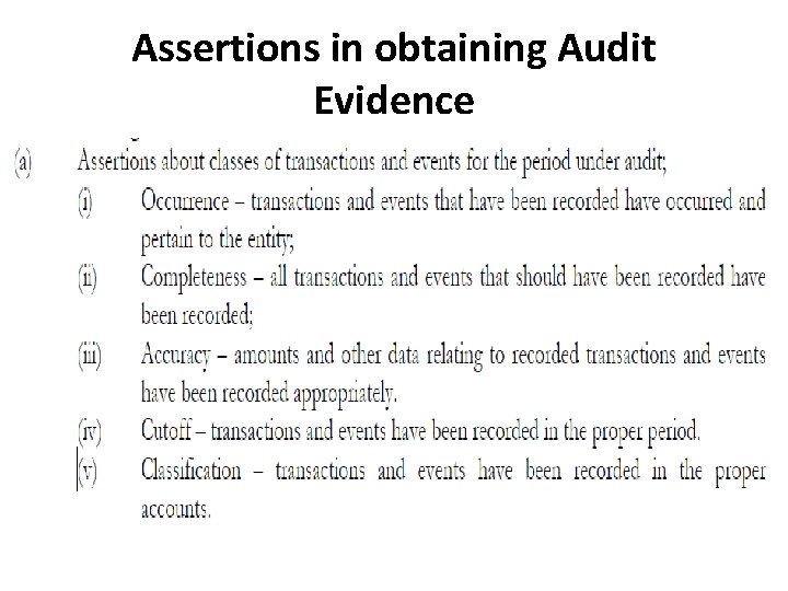 Assertions in obtaining Audit Evidence 