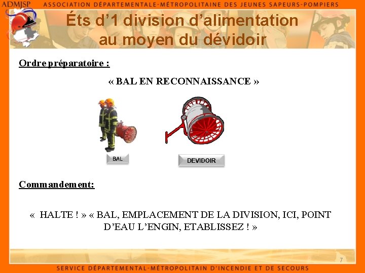 Éts d’ 1 division d’alimentation au moyen du dévidoir Ordre préparatoire : « BAL Éts d’ 1 division d’alimentation au moyen du dévidoir Ordre préparatoire : « BAL