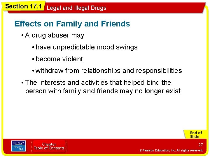 Section 17. 1 Legal and Illegal Drugs Effects on Family and Friends • A