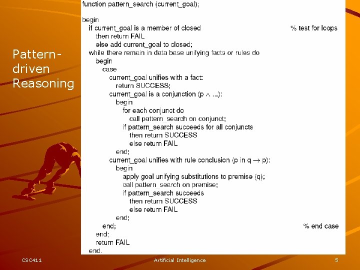Patterndriven Reasoning CSC 411 Artificial Intelligence 5 