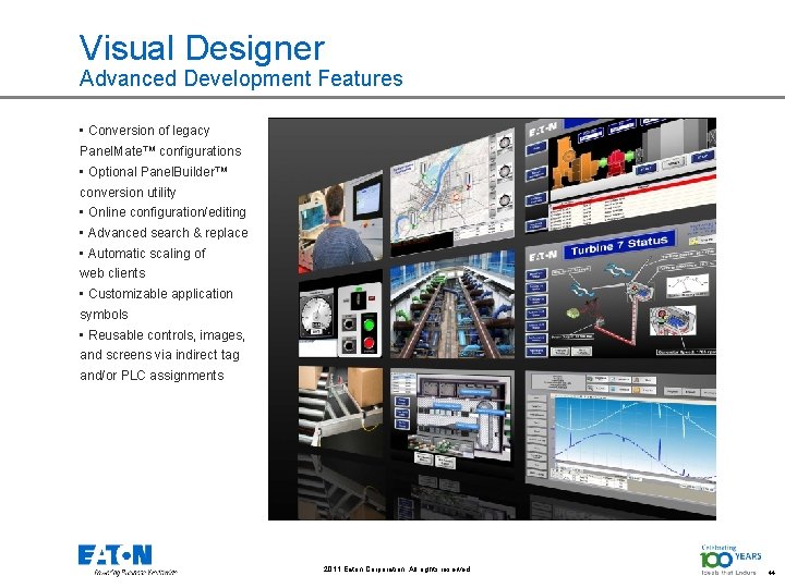 Visual Designer Advanced Development Features • Conversion of legacy Panel. Mate™ configurations • Optional