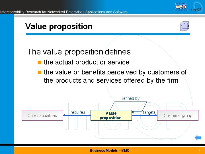 Value proposition The value proposition defines the actual product or service n the value