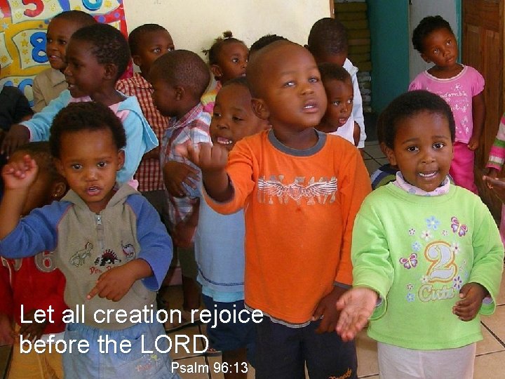 Let all creation rejoice before the LORD Psalm 96: 13 