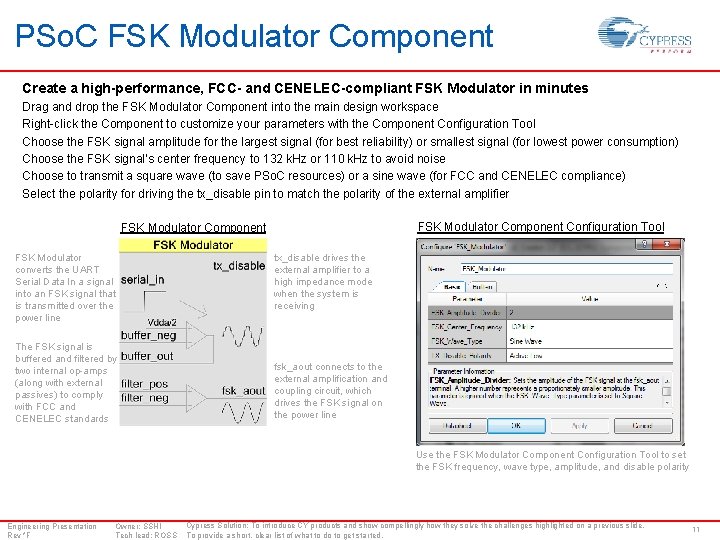 PSo. C FSK Modulator Component Create a high-performance, FCC- and CENELEC-compliant FSK Modulator in