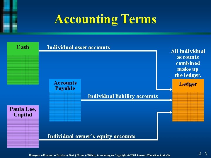 Accounting Terms Cash Individual asset accounts Accounts Payable All individual accounts combined make up