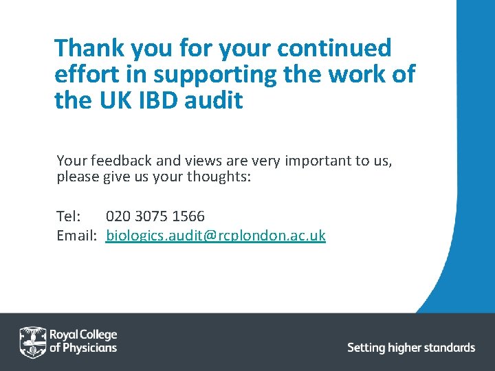 Thank you for your continued effort in supporting the work of the UK IBD