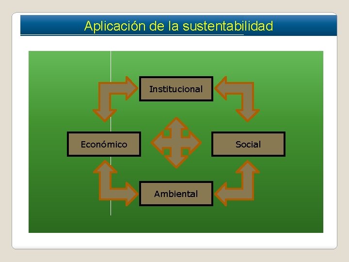 Aplicación de la sustentabilidad Institucional Económico Social Ambiental 