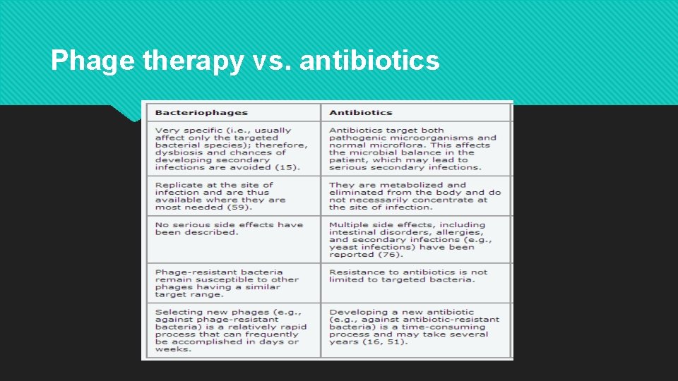 Phage therapy vs. antibiotics 