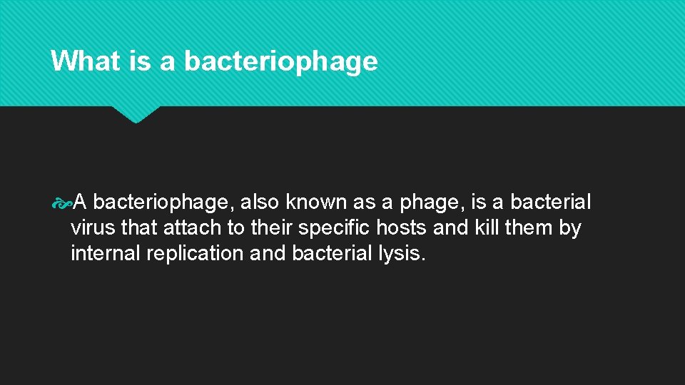 What is a bacteriophage A bacteriophage, also known as a phage, is a bacterial