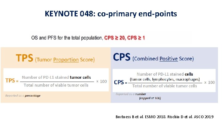 KEYNOTE 048: co-primary end-points Burtness B et al. ESMO 2018. Rischin D et al.
