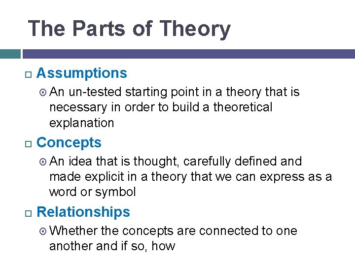 THEORY AND OTHER ELEMENTS OF RESEARCH BUSN 364