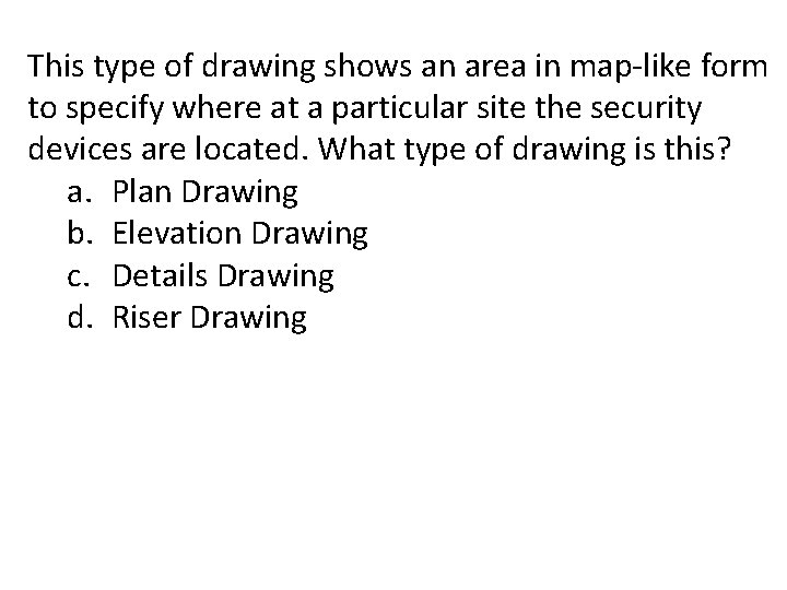 This type of drawing shows an area in map-like form to specify where at This type of drawing shows an area in map-like form to specify where at