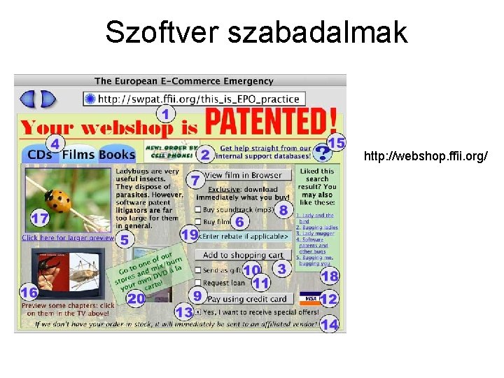 Szoftver szabadalmak http: //webshop. ffii. org/ 