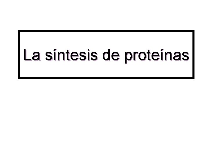 La síntesis de proteínas 