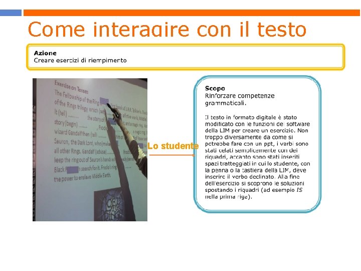 Come interagire con il testo Lo studente 