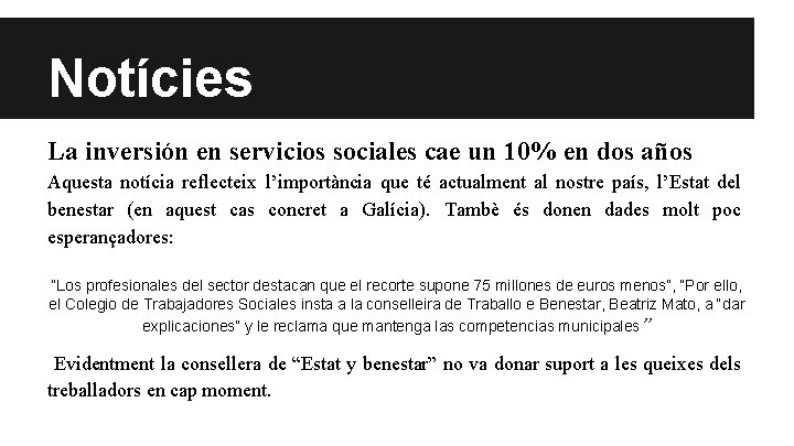 Notícies La inversión en servicios sociales cae un 10% en dos años Aquesta notícia