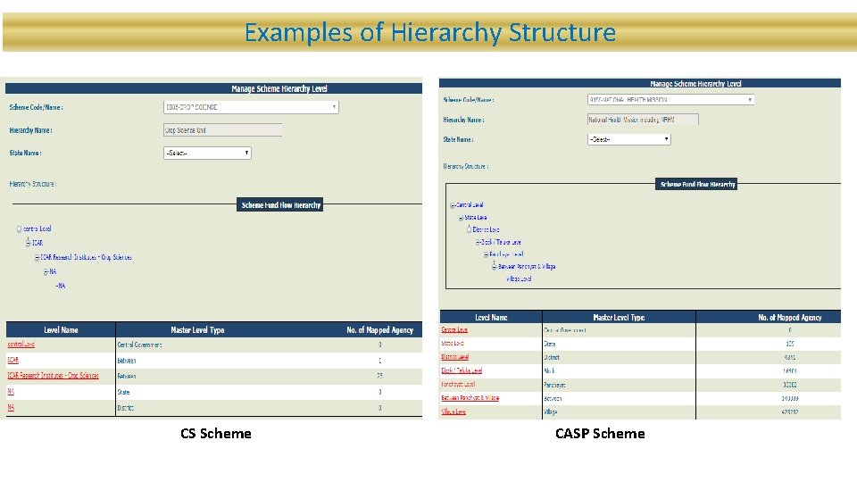 Examples of Hierarchy Structure CS Scheme CASP Scheme 