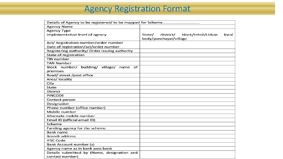 Agency Registration Format 