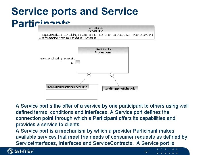 Service ports and Service Participants A Service port s the offer of a service