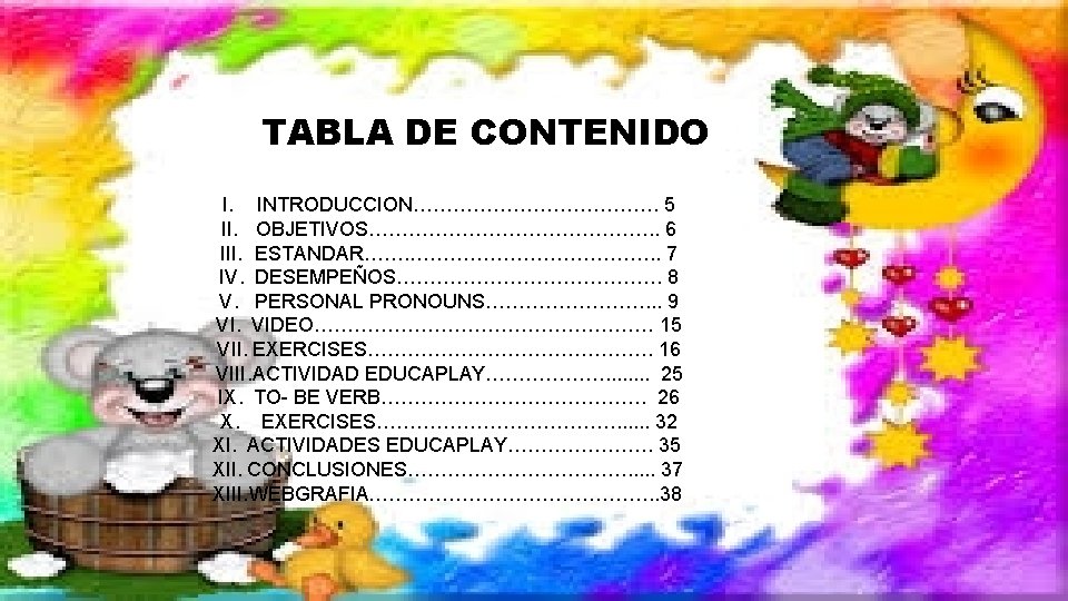 TABLA DE CONTENIDO I. INTRODUCCION………………. 5 II. OBJETIVOS…………………. . 6 III. ESTANDAR……. ………………. .