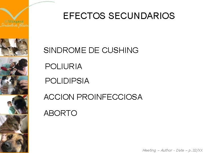 EFECTOS SECUNDARIOS SINDROME DE CUSHING POLIURIA POLIDIPSIA ACCION PROINFECCIOSA ABORTO Meeting – Author -