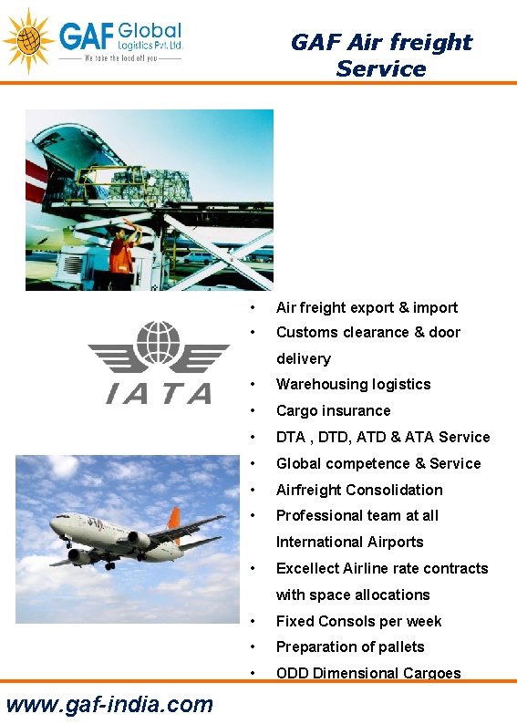 GAF Air freight Service • Air freight export & import • Customs clearance &