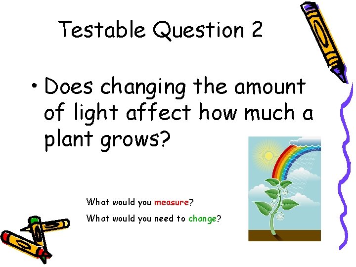 Testable Question 2 • Does changing the amount of light affect how much a Testable Question 2 • Does changing the amount of light affect how much a