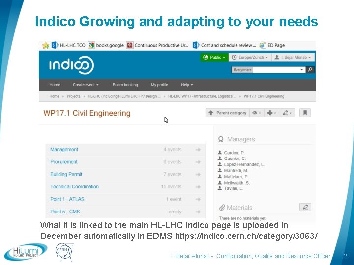 Indico Growing and adapting to your needs What it is linked to the main