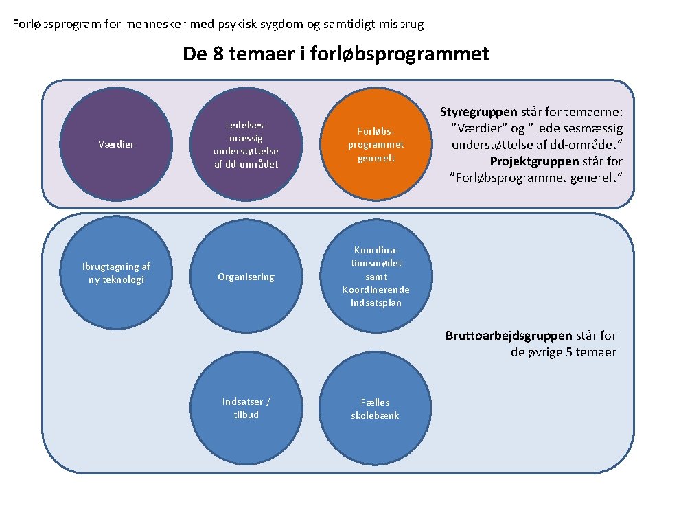 Forløbsprogram for mennesker med psykisk sygdom og samtidigt misbrug De 8 temaer i forløbsprogrammet