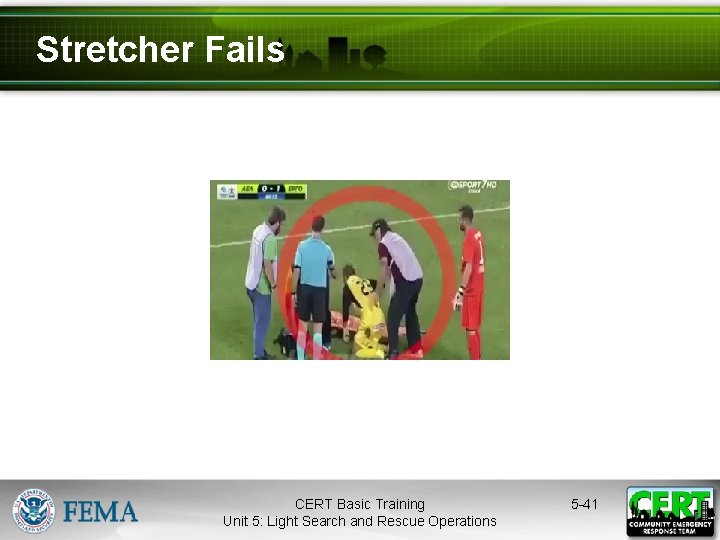 Stretcher Fails CERT Basic Training Unit 5: Light Search and Rescue Operations 5 -41