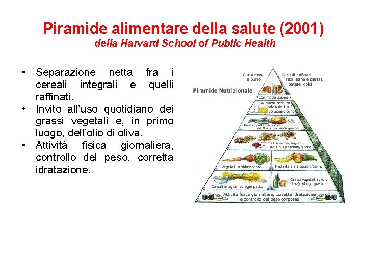 Piramide alimentare della salute (2001) della Harvard School of Public Health • Separazione netta